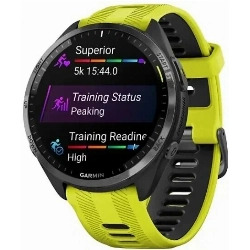 Умные часы Garmin Forerunner 965 Carbon Grey DLC Titanium Bezel with Case and Amp Yellow/ Silicone Band 0100280912	, Black, черный