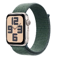 Apple Watch SE 2024 44mm Starlight Aluminum Case with Sport Loop, Green, зеленый