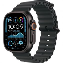 Apple Watch Ultra 2 49mm Black Titanium Case Ocean Band, Black