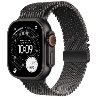 Apple Watch Ultra 3 49mm Black Titanium Case Milanese Loop, Black, L