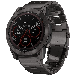 Умные часы Garmin Fenix 7X Pro, Sapphire Solar DLC Titanium Carbon Gray/Vented Titanium Bracelet, 010-02778-30