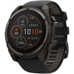 Умные часы Garmin Fenix 8, Solar Sapphire, 47 мм, 010-02906-11, Carbon Gray DLC Titanium Black/Pebble Gray