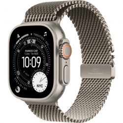 Apple Watch Ultra 3 49mm Titanium Case Milanese Loop, Natural, M
