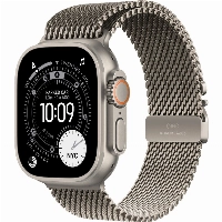 Apple Watch Ultra 3 49mm Titanium Case Milanese Loop, Natural, M