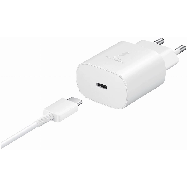 Сетевое зарядное устройство Samsung EP-TA800 + кабель USB Type-C, 25 Вт, RU, White, белый