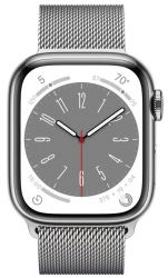 Apple Watch Series 8 45mm Stainless Steel Case with Milanese Loop, серебристая петля