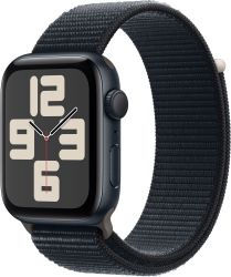 Apple Watch SE 2023 44mm Aluminum Case with Sport Loop, Midnight, тёмная ночь