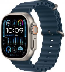 Apple Watch Ultra 2 49mm Titanium Case Ocean Band, Dark Blue