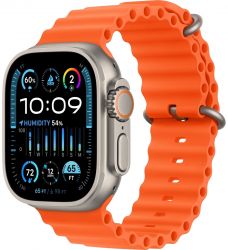 Apple Watch Ultra 2 49mm Titanium Case Ocean Band, Orange, оранжевый