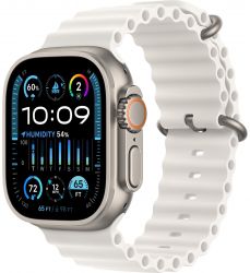 Apple Watch Ultra 2 49mm Titanium Case Ocean Band, White, белый