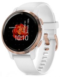 Умные часы Garmin Venu 2S Rose Bezel with White Case and Silicone Band, Gold